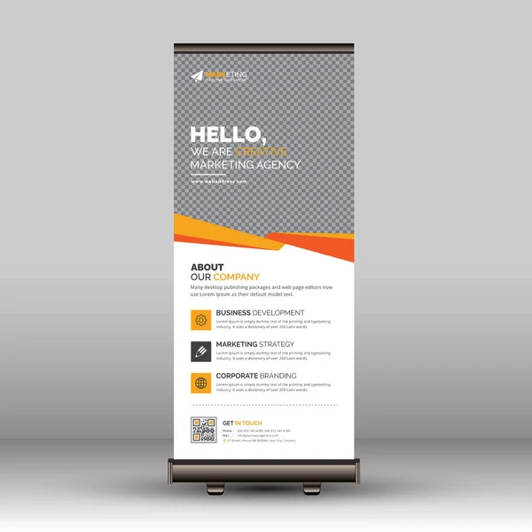 Orange, Yellow, Black Corporate Business Roll Sancak Standı Çok Amaçlı Görünüm için Şablonu Kaldır