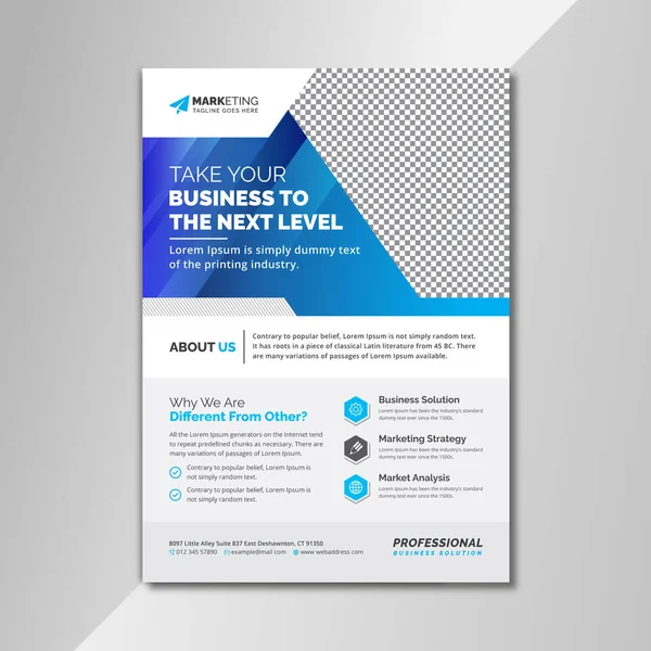 Blue Color Clean Corporate Business Flyer Broşürü Ofis, Şirket, Olay, Pazarlama ve Çok Amaçlı Kullanım İçin Yaratıcı Tasarım Şablonu