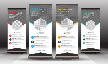 Kurumsal Katlanan Sancak Şablonu, Modern Yaratıcı, Ticari Kullanım İçin Eşsiz X Banner Tasarımı