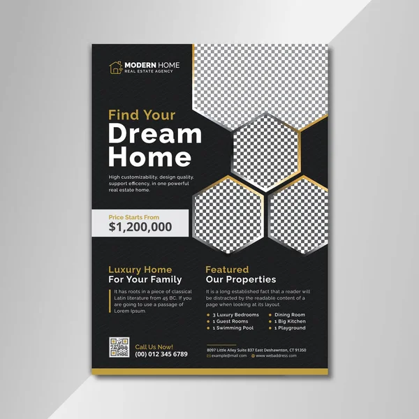 Real Estate Flyer Template Download Example Sample, Creative Property Realtor Flyer Design Vector Layout