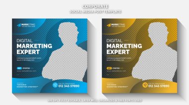 Modern Eşsiz Dijital Kurumsal Pazarlama Ajansı Sosyal Medya Posta Tasarımı ve Web Reklam Şablonu Şablonu