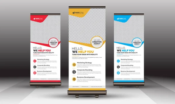 Modern Business Corporate Conner Banner Standee Minimum Tasarım Vektör Şablonu, Profesyonel Yaratıcı İmza X Sancak Düzeni