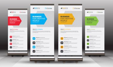 Modern Corporate Business Roll Up Banner Standee Template Vector Design, Abstract Creative X Banner, Pull Up Banner Layout for Advertisement, Ads, Exibition, Display
