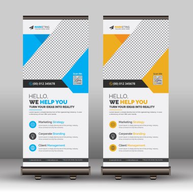 Modern Corporate Business Roll Up Banner Standee Template Vector Design, Abstract Creative X Banner, Pull Up Banner Layout for Advertisement, Ads, Exibition, Display