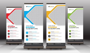 Modern Corporate Business Roll Up Banner Standee Template Vector Design, Abstract Creative X Banner, Pull Up Banner Layout for Advertisement, Ads, Exibition, Display
