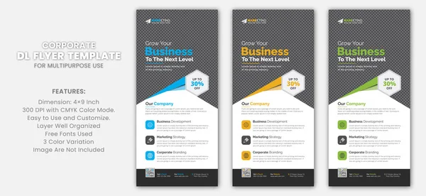 Modern Corporate Business DL Flyer Leaflet Template Sample Unique Concept, Creative Business Rack Card Vector Design Layout for Advertisement, Promotion