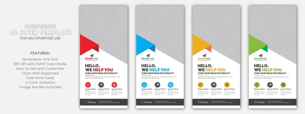 Modern Corporate Business DL Flyer Leaflet Template Sample Unique Concept, Creative Business Rack Card Vector Design Layout for Advertisement, Promotion