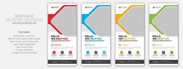 Modern Corporate Business DL Flyer Leaflet Template Sample Unique Concept, Creative Business Rack Card Vector Design Layout for Advertisement, Promotion