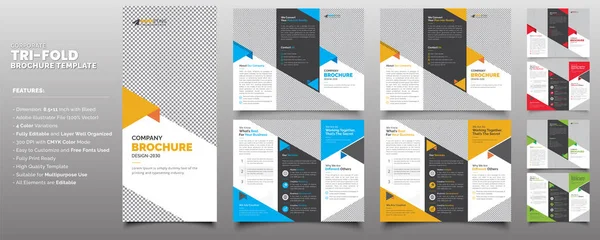 Creative Corporate Business Trifold Brochure Template Vector Layout, Modern Trifold Brochure Leaflet Design for Advertising, Promotion, Marketing