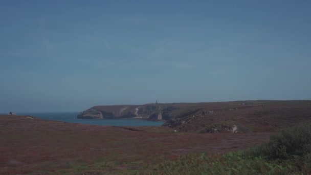 Vista panorámica de Cap Frehel, Bretaña, Francia. — Vídeos de Stock