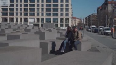March 10, 2022. Berlin. Germany.Commemorative memorial to commemorate the victims of the Holocaust. Concrete gray blocks on the square in memory of the victims of the Nazi regime
