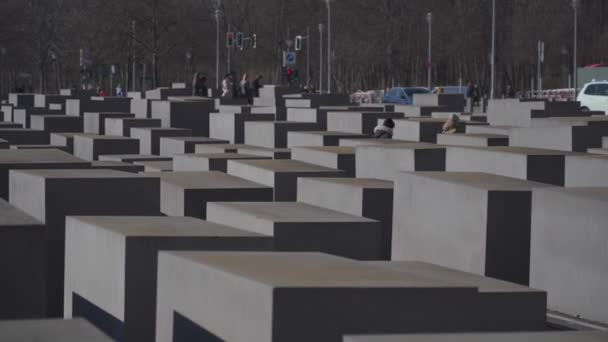 10 Μαρτίου 2022. Βερολίνο. Γερμανία. Μνημείο των δολοφονημένων Εβραίων της Ευρώπης ή του Ολοκαυτώματος. Μνημείο Ολοκαυτώματος Εβραίων θυμάτων — Αρχείο Βίντεο