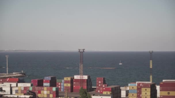 Porto Terminal Contêineres Carga Odessa Porto Carga Com Guindastes Porto — Vídeo de Stock