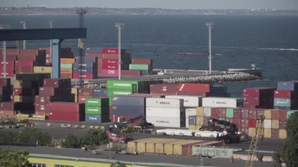 Puerto Terminal Contenedores Carga Odessa Puerto Carga Con Grúas Puerto — Vídeos de Stock
