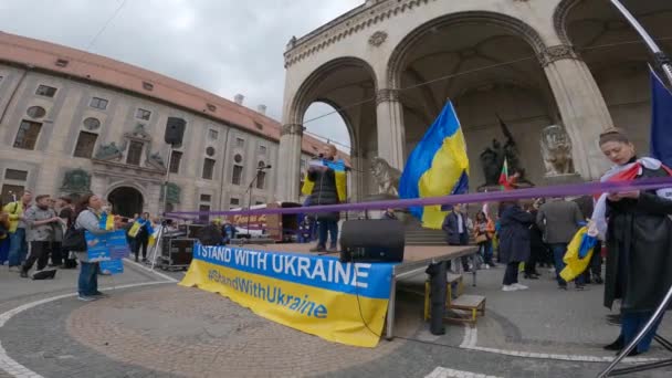 May Munich Germany Protest Ukrainians Odeonsplatz Rally War Ukraine Russia — Stock Video