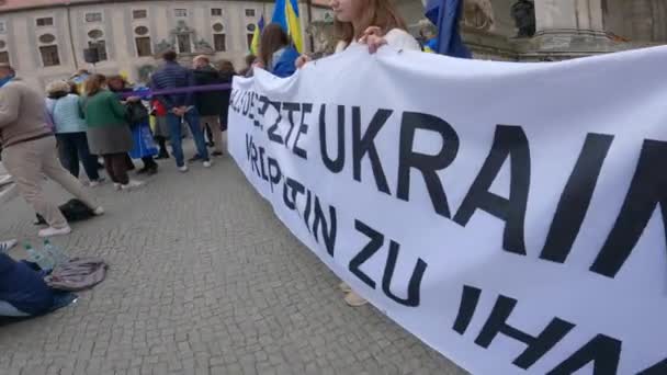 Maj München Tyskland Protest Ukrainare Odeonsplatz Samla Mot Krig Ukraina — Stockvideo