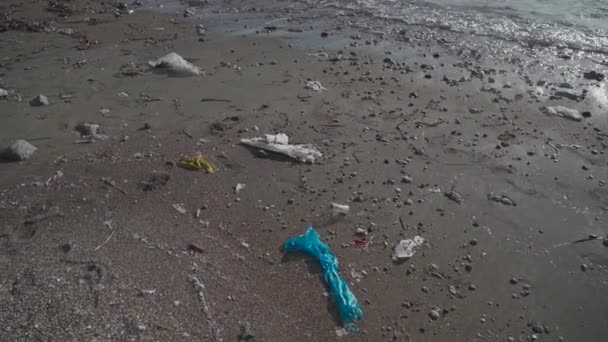 Poluição Natureza Praias Água Oceanos Desastre Ambiental Resíduos Plástico Polui — Vídeo de Stock