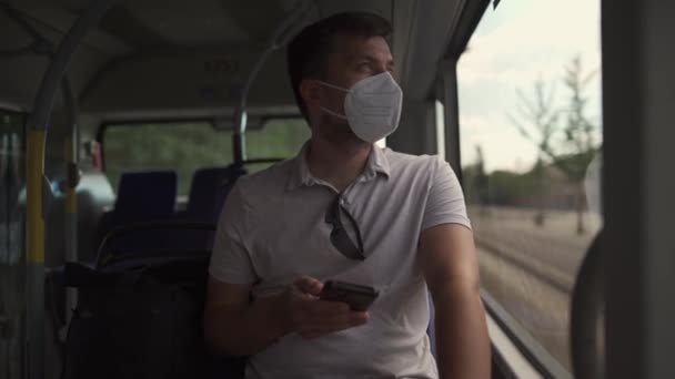 Commuting Pandemic Public Transportation Curfew Using Cell Phone While Commuting — Stock videók