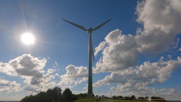 Ökológiai Energiaforrás Zipline Frottmaninger Berg Vagyok Turbinás Frottmaninger Mullberg Windrad — Stock videók