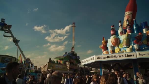 Září2022 Mnichov Německo Oktoberfest Zábavní Park Oktoberfestu Slunečného Počasí Roce2022 — Stock video