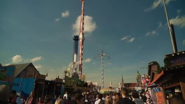 Setembro 2022 Munique Alemanha Oktoberfest Parque Diversões Oktoberfest Tempo Ensolarado — Vídeo de Stock