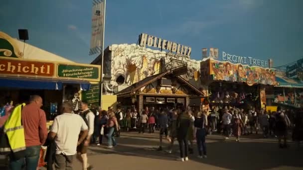 Września 2022 Monachium Niemcy Oktoberfest Park Rozrywki Oktoberfest Słoneczną Pogodę — Wideo stockowe