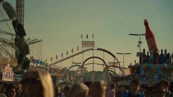 Września 2022 Monachium Niemcy Oktoberfest Park Rozrywki Oktoberfest Słoneczną Pogodę — Wideo stockowe