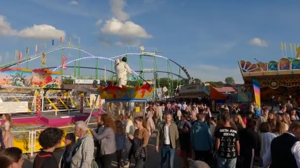 September 2022 Munich Germany Oktoberfest Amusement Park Oktoberfest Sunny Weather — Stock Video