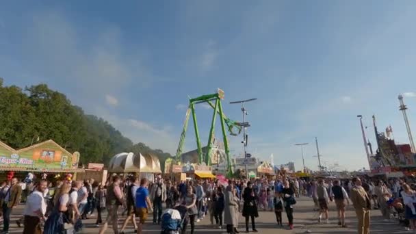 September 2022 München Tyskland Oktoberfest Nöjesparken Oktoberfest Soligt Väder 2022 — Stockvideo