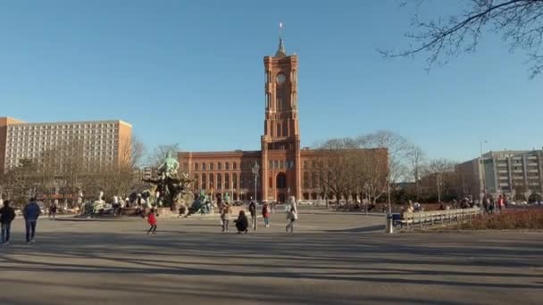 Mart 2022 Almanya Berlin Belediye Binası Rotes Rathaus Berlin Belediye — Stok video