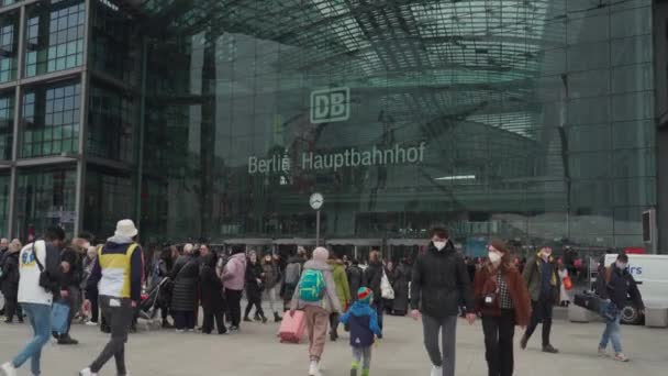 March 2022 Germany Berlin Berlin Train Station Hauptbahnhof View Exterior — Stock Video