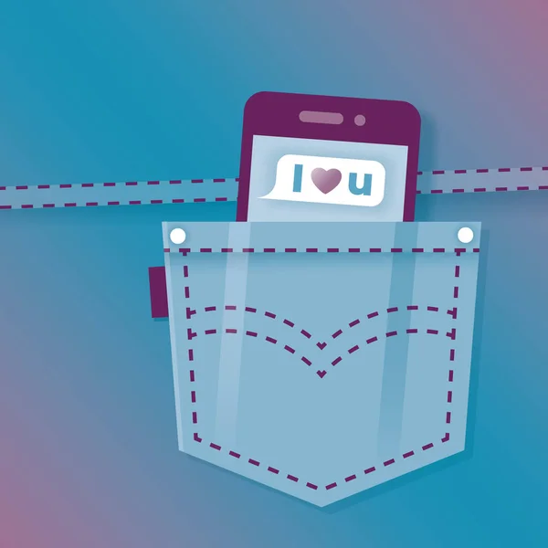 Mobile Smartphone Online Chat Sms Message Love You Heart Symbol — стоковый вектор