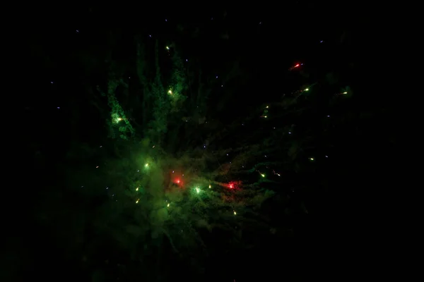Display Colourful Fireworks Black Sky Background — Fotografia de Stock