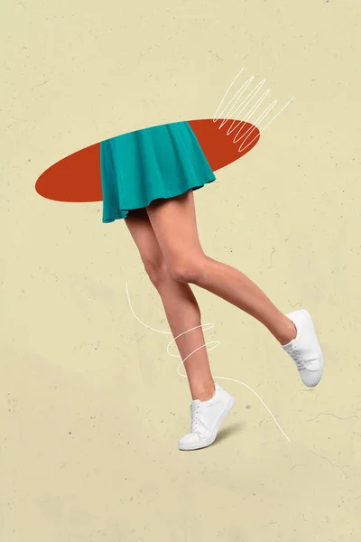 Verticale immagine composita di gambe donna ritagliato isolato su disegno sfondo creativo — Foto Stock