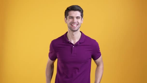 Nice guy feel excited enjoyment toothy smile isolated bright color background — Wideo stockowe