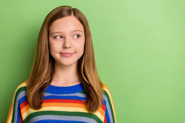 Retrato Atraente Doce Mente Menina Overthinking Cópia Espaço Branco Decidir — Fotografia de Stock