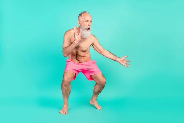 Profil Foto Galen Flirtig Maskulin Pensionerad Man Dans Tomt Utrymme — Stockfoto