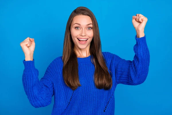 Porträt Von Attraktiven Fröhlichen Glücklichen Mädchen Spaß Haben Freude Große — Stockfoto