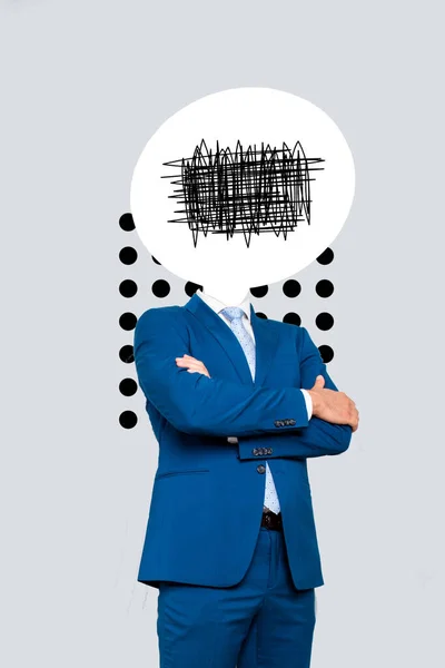 Colagem Criativa Vertical Retrato Pessoa Negócios Sem Cabeça Sem Noção — Fotografia de Stock