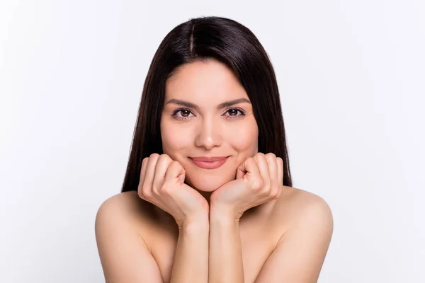 Retrato Atractiva Linda Mujer Sana Moderna Botox Terapia Rellenos Aislados —  Fotos de Stock