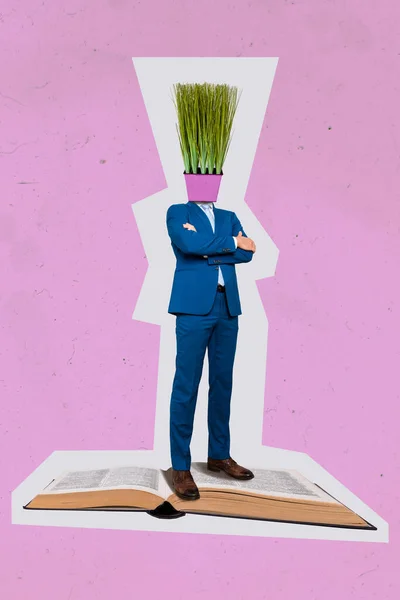 Kreativ Fotokunst Grafik Collage Von Mann Pflanze Anstelle Von Kopfarmen — Stockfoto