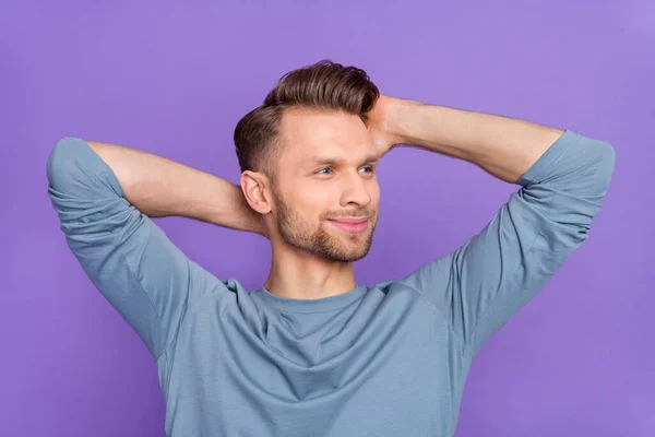 Foto Perfil Buen Tipo Peinado Marrón Look Promo Desgaste Tela — Foto de Stock