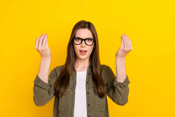 Portrait Attractive Stressed Depressed Business Lady Scolding Her Employees Isolated — Stock Photo, Image