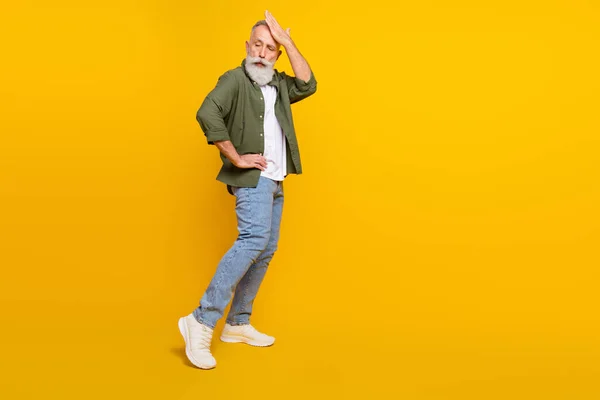 Tamanho Total Corpo Foto Homem Sênior Roupas Elegantes Dançando Festa — Fotografia de Stock