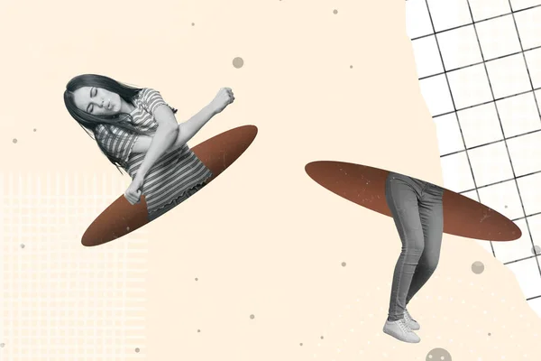 Creatief Abstract Template Graphics Beeld Van Dromerig Meisje Dansende Benen — Stockfoto