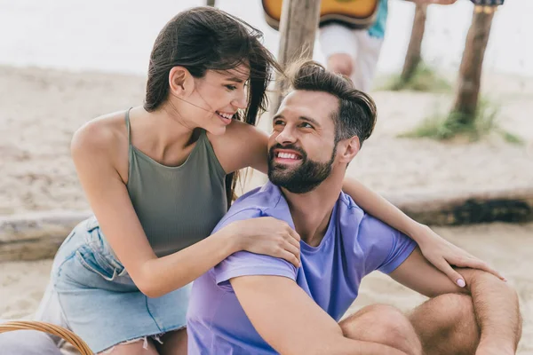 Portrait Attractive Cheerful Spouses People Spending Day Weekend Relax Good — Stock Photo, Image