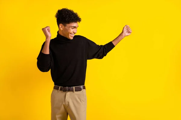 Profile Photo Optimistic Brunet Guy Dance Wear Black Sweater Isolated — Stockfoto