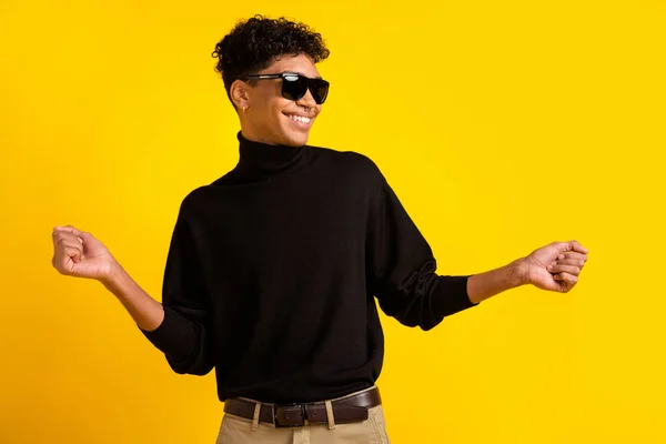 Profile Photo Optimistic Brunet Guy Dance Wear Spectacles Black Sweater — Stockfoto