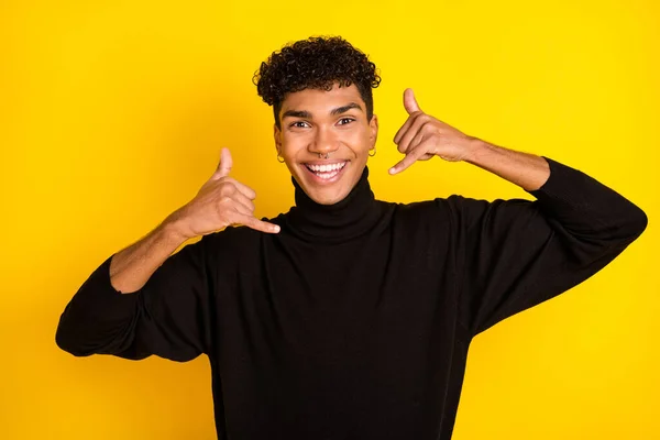 Photo Sweet Funny Dark Skin Man Wear Black Jumper Ask — Stockfoto