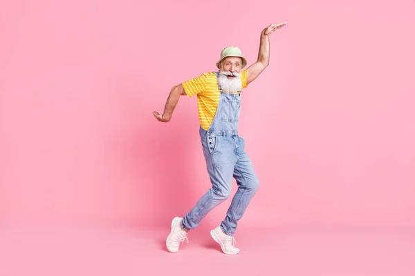 Full Length Body Size View Attractive Cheerful Funny Man Dancing — Fotografia de Stock